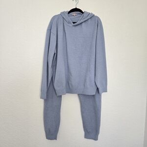 Eberjey XL Womens Recycled Boucle Jogger Set Wedgewood Blue